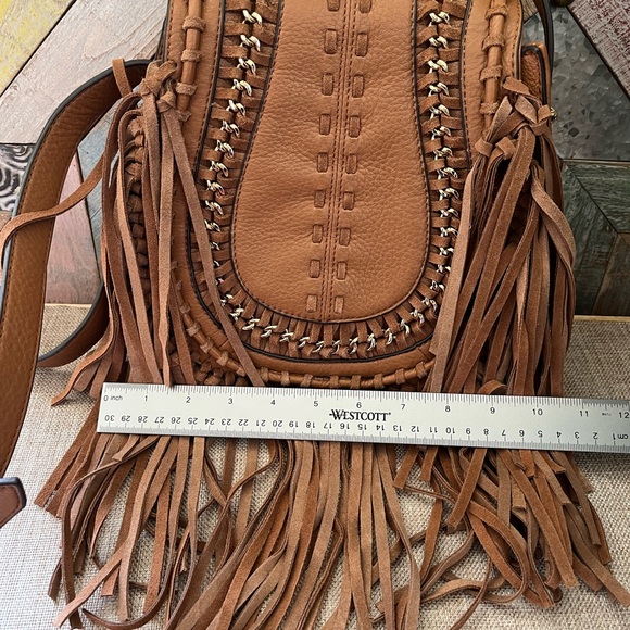 Aimee Kestenberg Cognac Fringe Crossbody Bag with Gold Accents - Picture 10 of 10